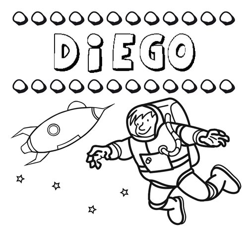 Dibujo con el nombre Diego para colorear, pintar e imprimir