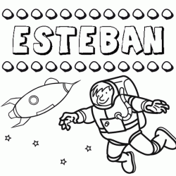 Dibujo con el nombre Esteban para colorear, pintar e imprimir