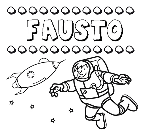 Dibujo con el nombre Fausto para colorear, pintar e imprimir