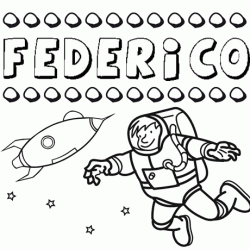 Dibujo con el nombre Federico para colorear, pintar e imprimir