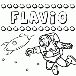Dibujo con el nombre Flavio para colorear, pintar e imprimir