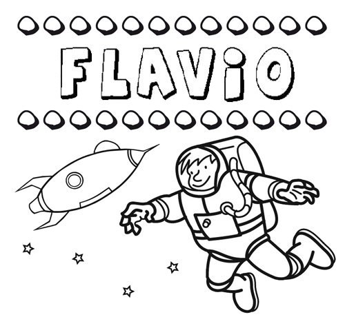 Dibujo con el nombre Flavio para colorear, pintar e imprimir