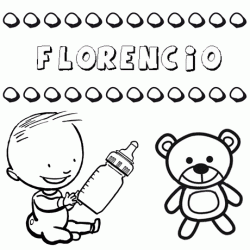 Dibujo con el nombre Florencio para colorear, pintar e imprimir