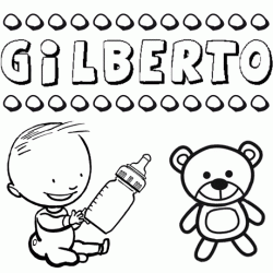 Dibujo con el nombre Gilberto para colorear, pintar e imprimir