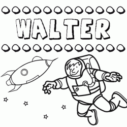 Dibujo con el nombre Walter para colorear, pintar e imprimir