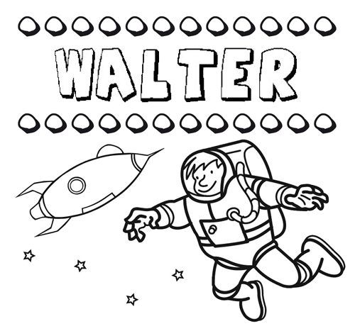 Dibujo con el nombre Walter para colorear, pintar e imprimir