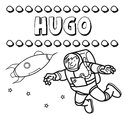 Dibujo con el nombre Hugo para colorear, pintar e imprimir