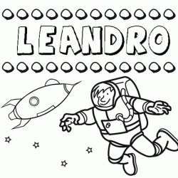 Dibujo con el nombre Leandro para colorear, pintar e imprimir