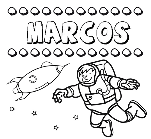Dibujo con el nombre Marcos para colorear, pintar e imprimir