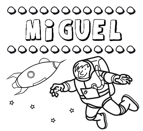 Dibujo con el nombre Miguel para colorear, pintar e imprimir
