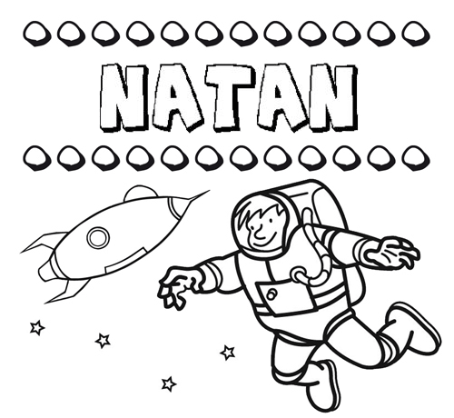 Dibujo con el nombre Natán para colorear, pintar e imprimir