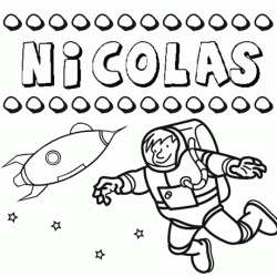 Dibujo con el nombre Nicolás para colorear, pintar e imprimir