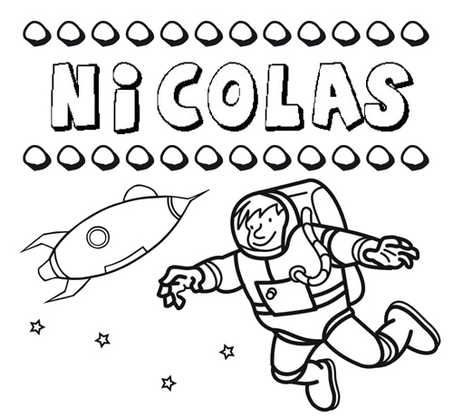 Dibujo con el nombre Nicolás para colorear, pintar e imprimir