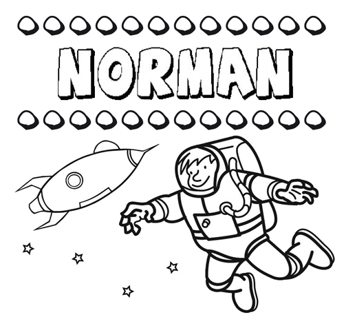 Dibujo con el nombre Norman para colorear, pintar e imprimir