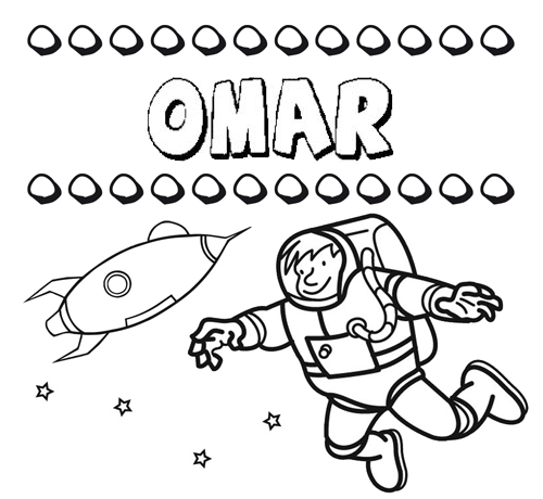 Dibujo con el nombre Omar para colorear, pintar e imprimir