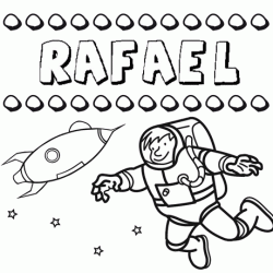 Dibujo con el nombre Rafael para colorear, pintar e imprimir