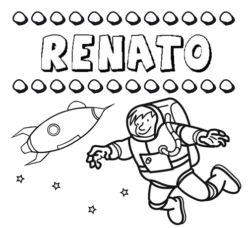 Dibujo con el nombre Renato para colorear, pintar e imprimir