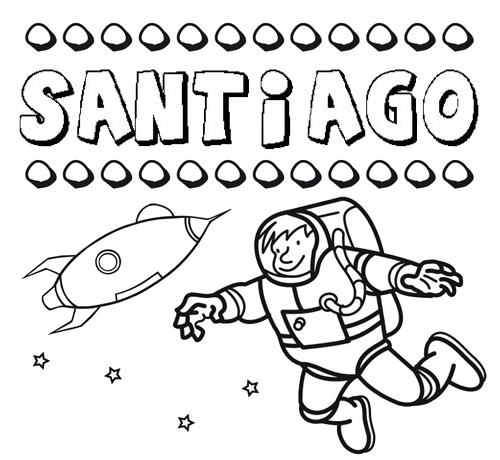 Dibujo con el nombre Santiago para colorear, pintar e imprimir