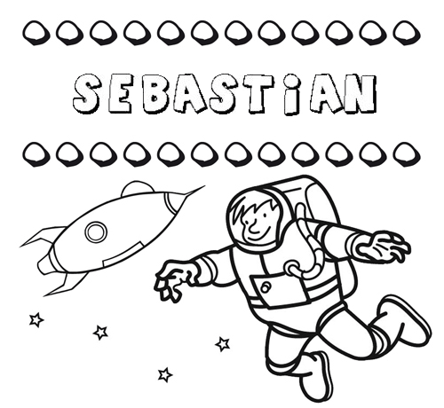 Dibujo con el nombre Sebastián para colorear, pintar e imprimir