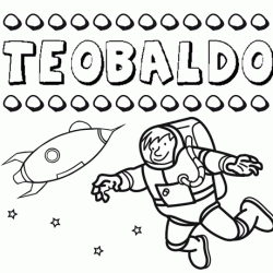 Dibujo con el nombre Teobaldo para colorear, pintar e imprimir