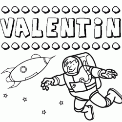 Dibujo con el nombre Valentín para colorear, pintar e imprimir