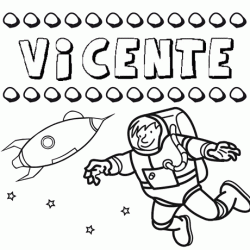 Dibujo con el nombre Vicente para colorear, pintar e imprimir