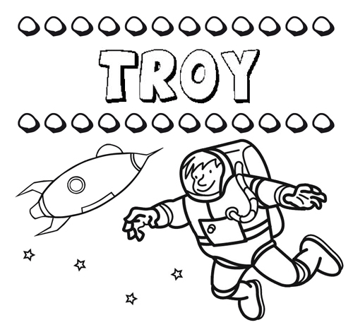 Dibujo con el nombre Troy para colorear, pintar e imprimir
