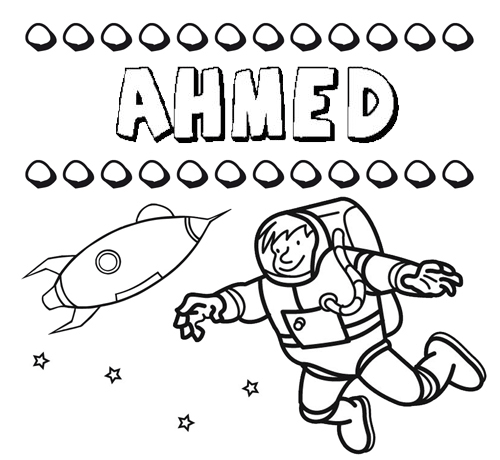 Dibujo con el nombre Ahmed para colorear, pintar e imprimir