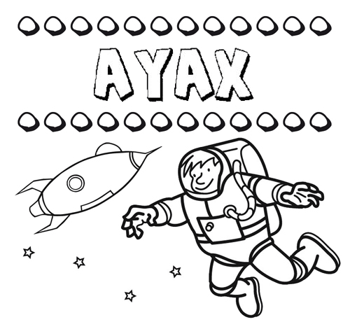 Dibujo con el nombre Áyax para colorear, pintar e imprimir