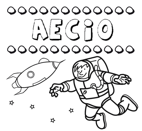 Dibujo con el nombre Aecio para colorear, pintar e imprimir