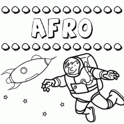 Dibujo con el nombre Afro para colorear, pintar e imprimir