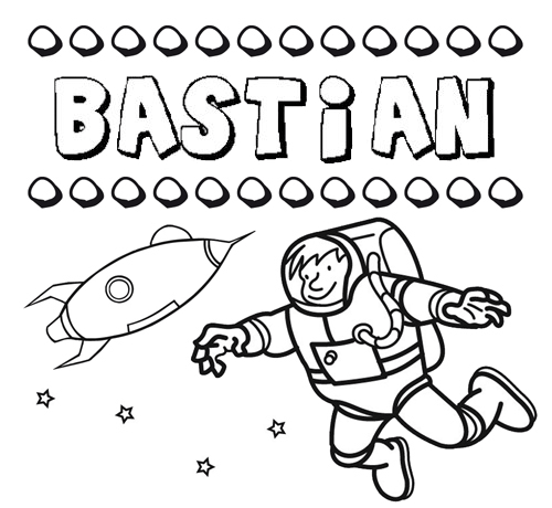 Dibujo con el nombre Bastián para colorear, pintar e imprimir