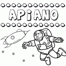 Dibujo con el nombre Apiano para colorear, pintar e imprimir