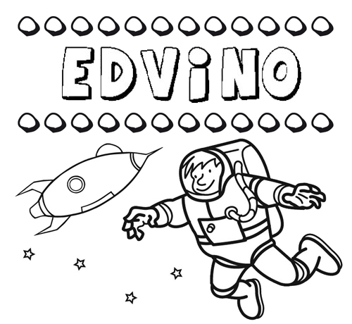 Dibujo con el nombre Edvino para colorear, pintar e imprimir