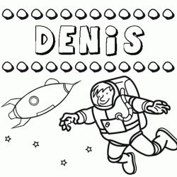 Dibujo con el nombre Denís para colorear, pintar e imprimir