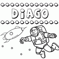 Dibujo con el nombre Diago para colorear, pintar e imprimir