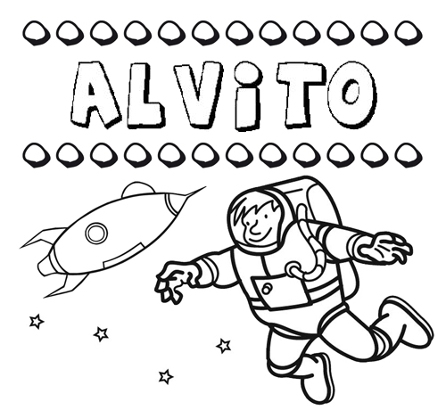 Dibujo con el nombre Alvito para colorear, pintar e imprimir
