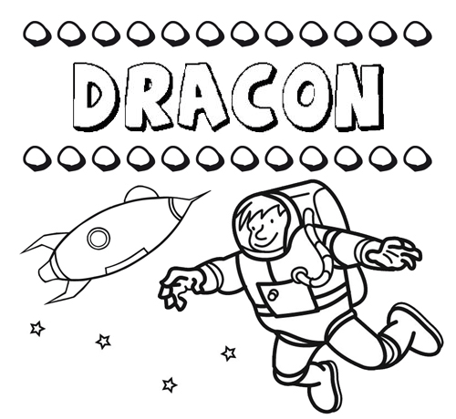 Dibujo con el nombre Dracón para colorear, pintar e imprimir