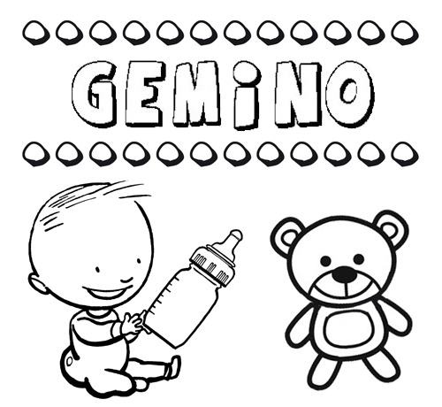 Dibujo con el nombre Gémino para colorear, pintar e imprimir