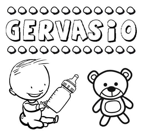 Dibujo con el nombre Gervasio para colorear, pintar e imprimir