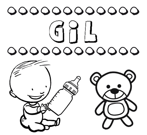 Dibujo con el nombre Gil para colorear, pintar e imprimir