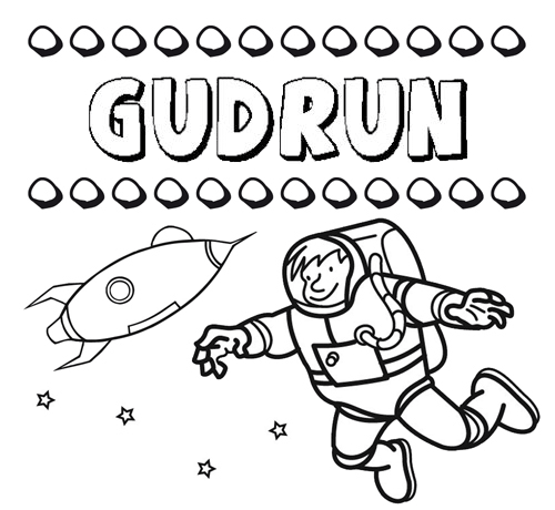Dibujo con el nombre Gudrún para colorear, pintar e imprimir