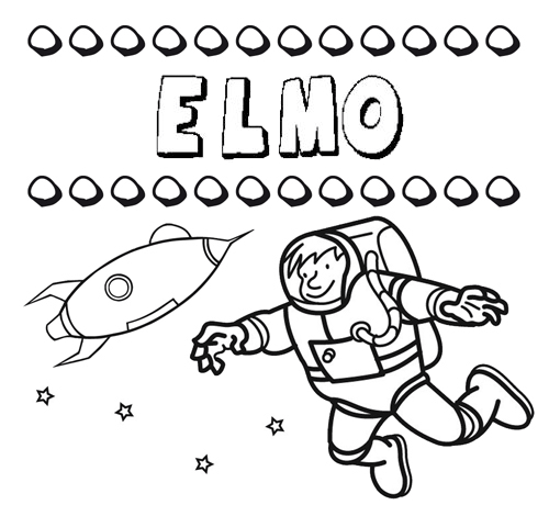Dibujo con el nombre Elmo para colorear, pintar e imprimir