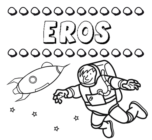 Dibujo con el nombre Eros para colorear, pintar e imprimir