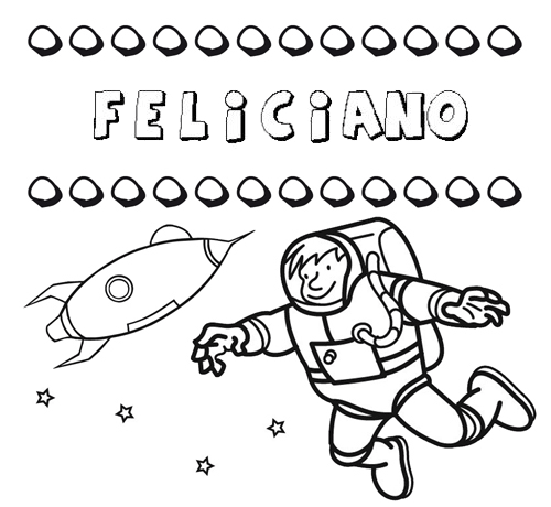 Dibujo con el nombre Feliciano para colorear, pintar e imprimir