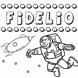 Dibujo con el nombre Fidelio para colorear, pintar e imprimir