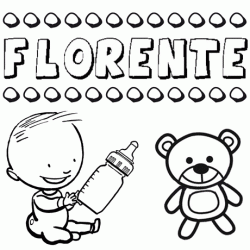 Dibujo con el nombre Florente para colorear, pintar e imprimir