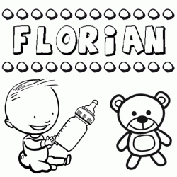 Dibujo con el nombre Florián para colorear, pintar e imprimir