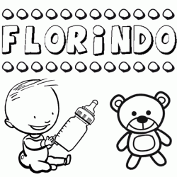 Dibujo con el nombre Florindo para colorear, pintar e imprimir