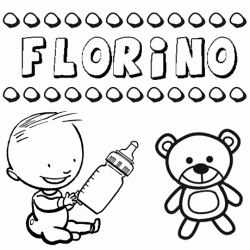 Dibujo con el nombre Florino para colorear, pintar e imprimir